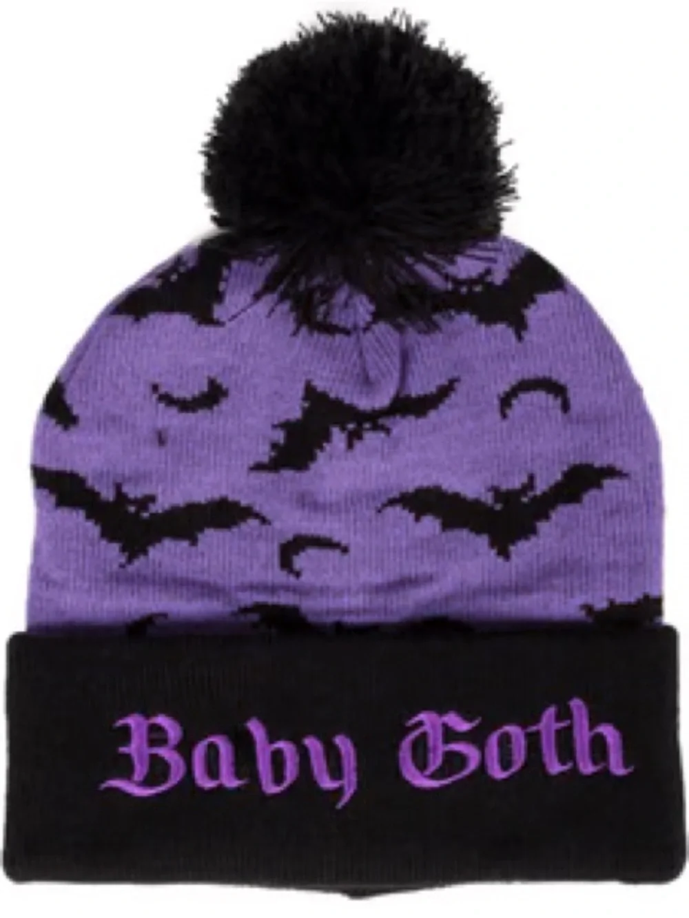 Too Fast Purple & Black Baby Goth Pom Beanie